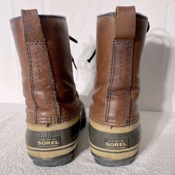 Vintage Sorel Premium T Brown Leather W Rubber Lace Up Winter Boots 8.5 - Picture 6 of 14